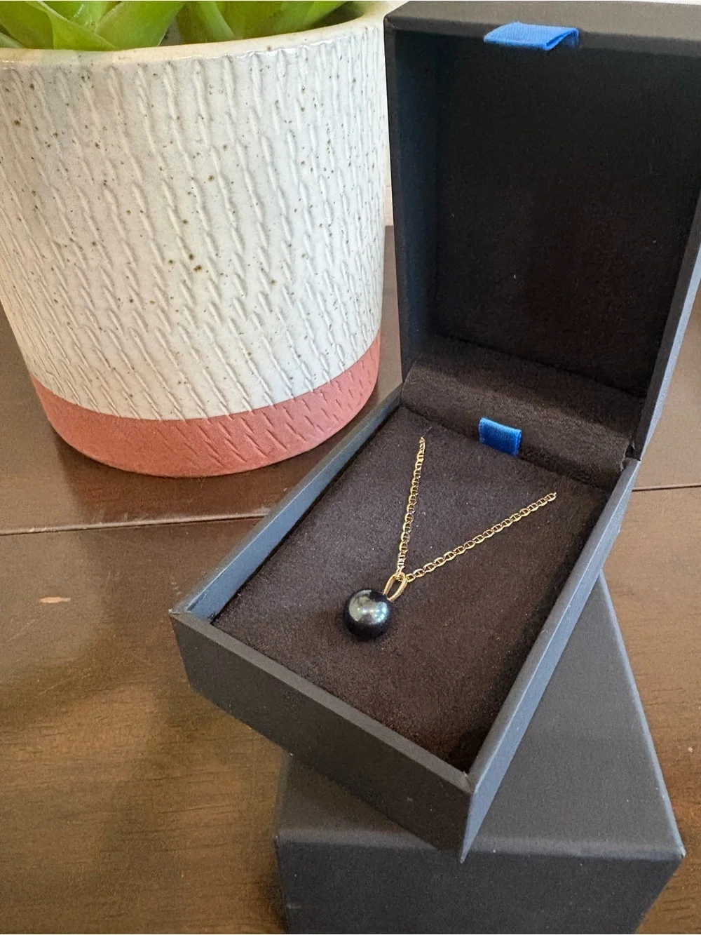 Japanese Akoya Black Pearl with 14k Gold Chain - Classic Women's Jewelry